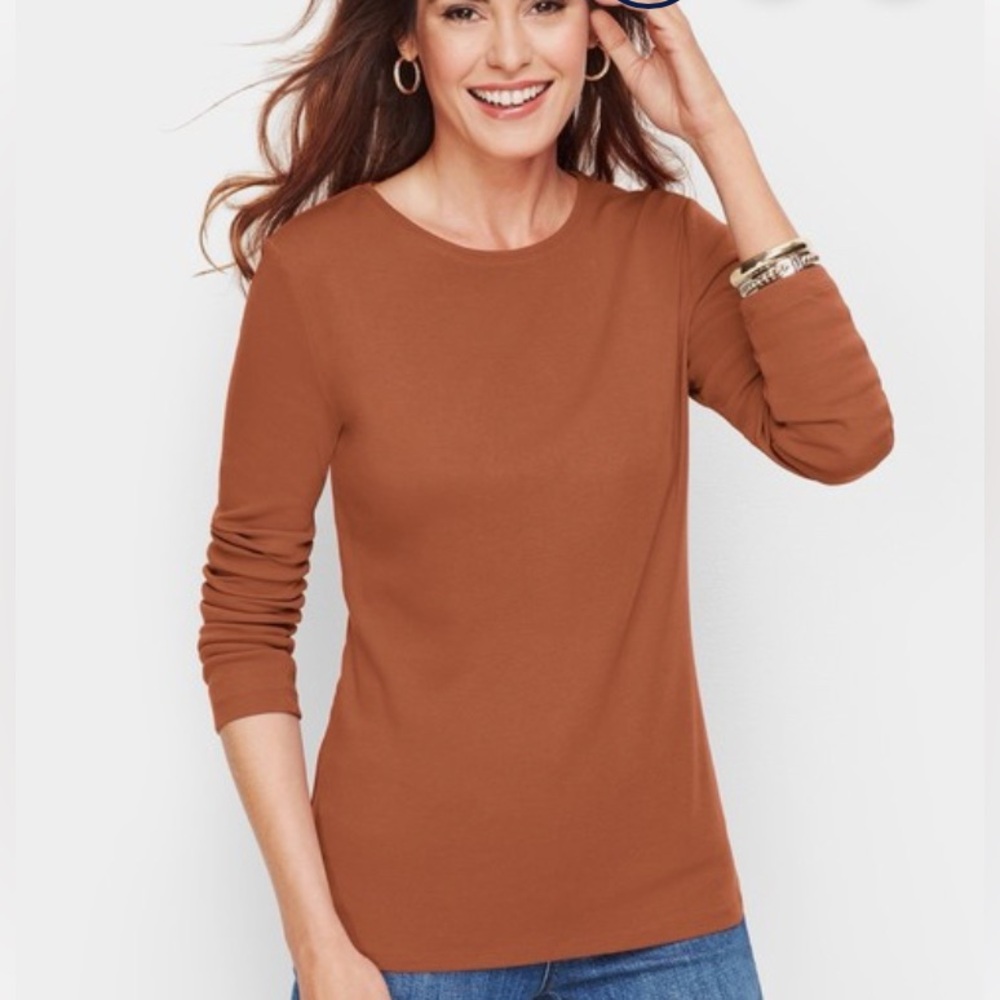 Talbots Rust Long Sleeve 100% Cotton Tee Shirt